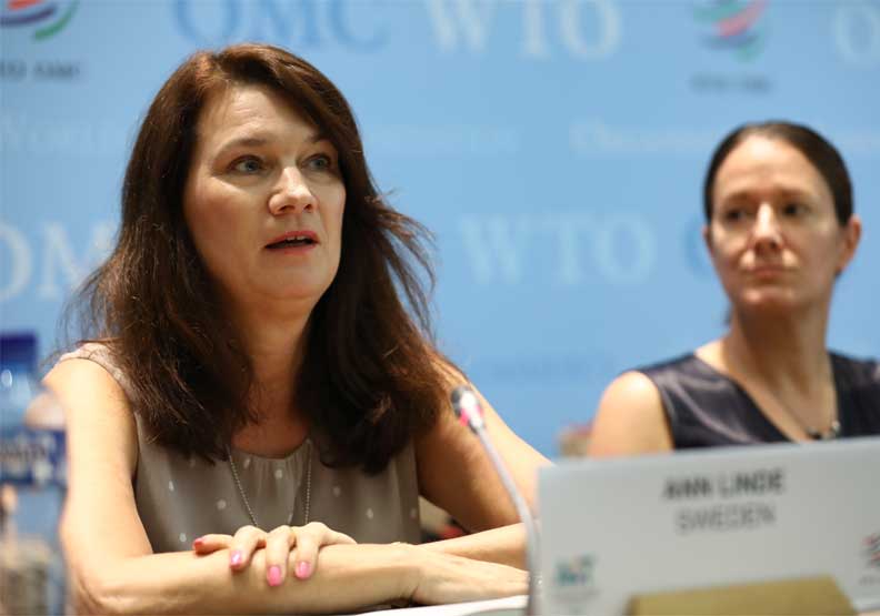 瑞典外長林德(Ann Linde)。Flickr by World Trade Organization