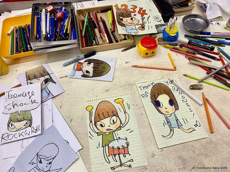 奈良美智早期創作線條鮮明,有著較強烈的漫畫風格。(出自奈良美智特展粉絲頁)