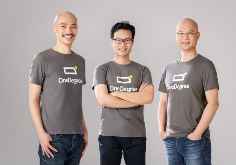 左起依序為OneDegree共同創辦人梁德源、OneDegree共同創辦人郭彥麟、OneDegree行政總裁李俠恩。OneDegree提供