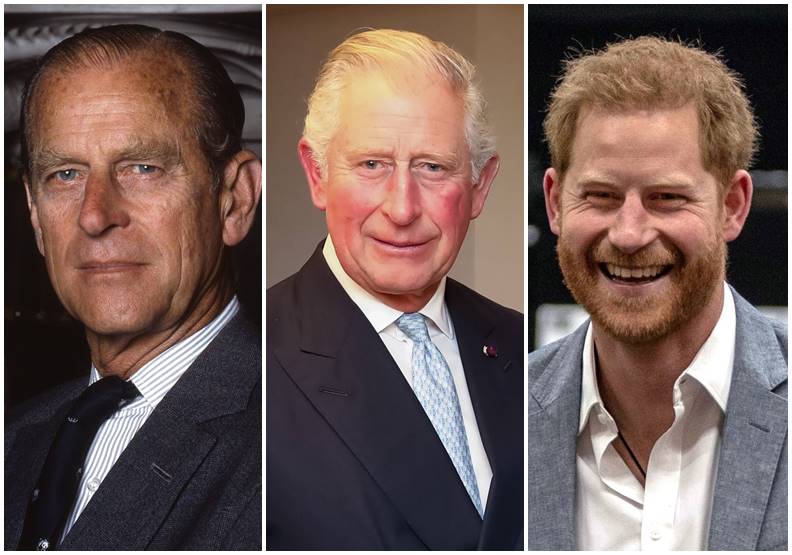 由左至右分別為菲利普、查爾斯和哈利。圖片皆來自Wiki