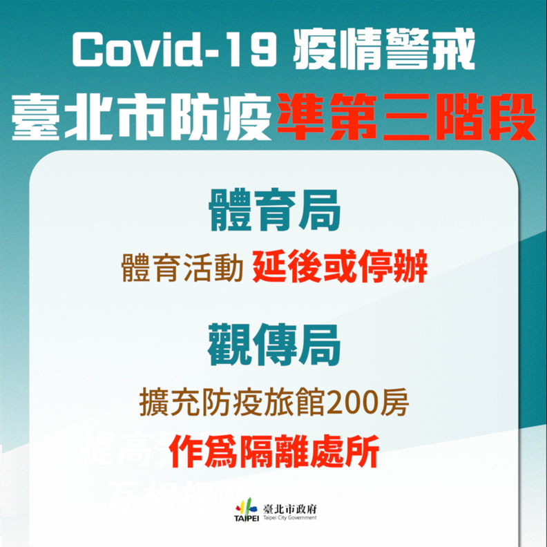 台北市擴充防疫旅館200房,台北市政府提供。