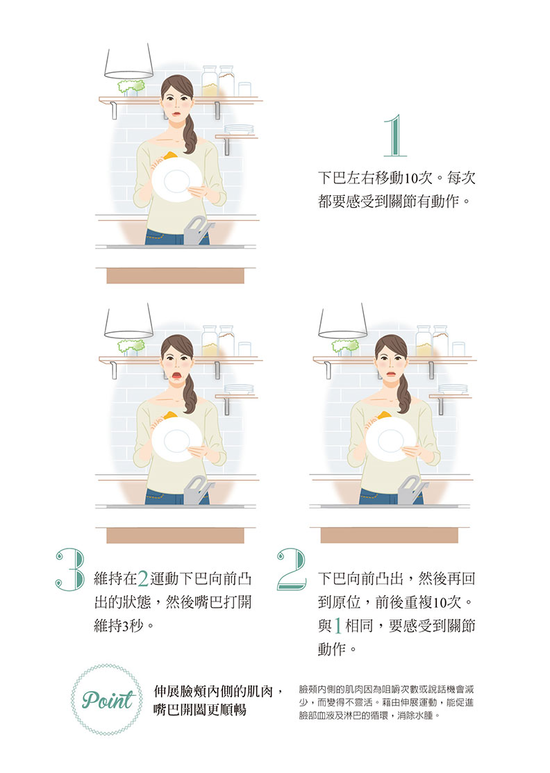 做家事時或零碎時間,勤做伸展變小臉。如何出版提供