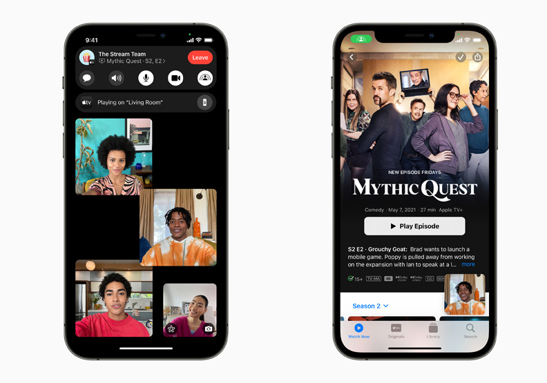 iOS 15中FaceTime大更新，將可進行團體視訊、影片共享等功能。Apple提供