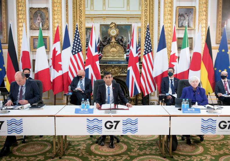 G7財長會議協議，課徵全球性最低企業稅，稅率定為15％。達志影像