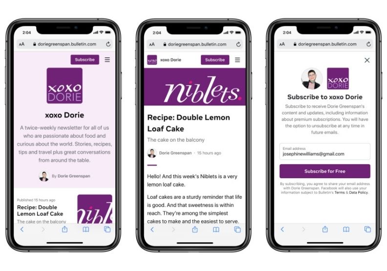 Facebook推出功能的「佈告欄」(Bulletin)。取自fb官網。