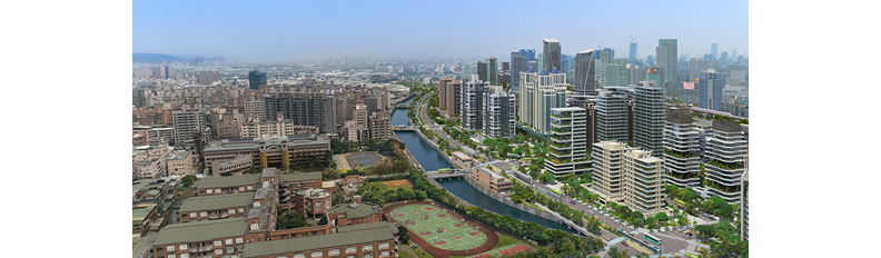 新北市推動塭仔圳市地重劃時,規劃導入創能、儲能、節能等零碳設計思維,看見未來零碳城市樣貌。