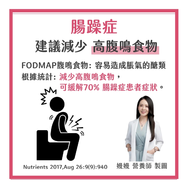 腸躁症建議減少高腹鳴食物。嫚嫚營養師授權提供