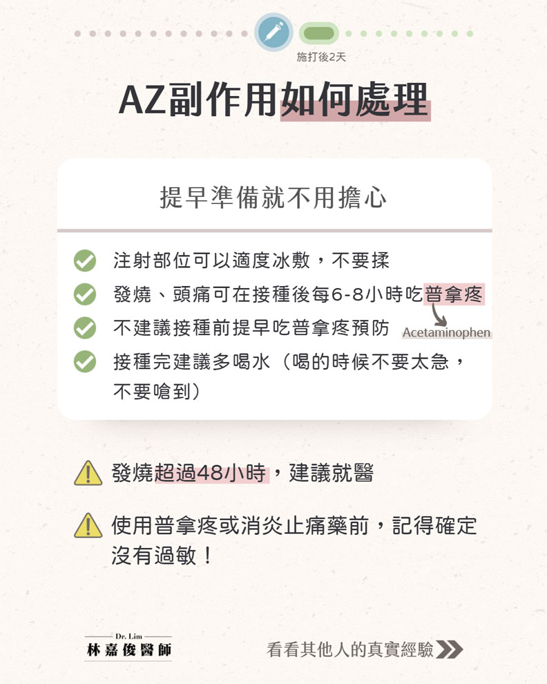AZ副作用如何處理。林嘉俊醫師提供
