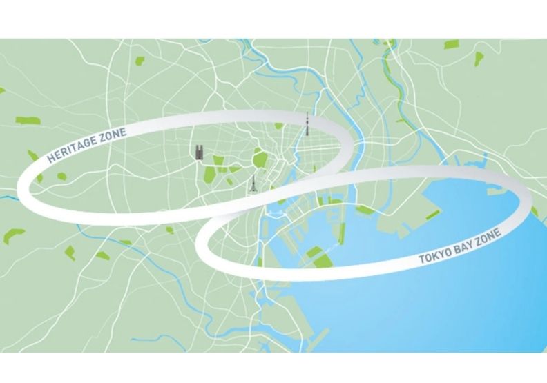東京奧運的遺產區和東京灣區,兩區的位置,剛好形成一個無限的符號。取自東奧官網。