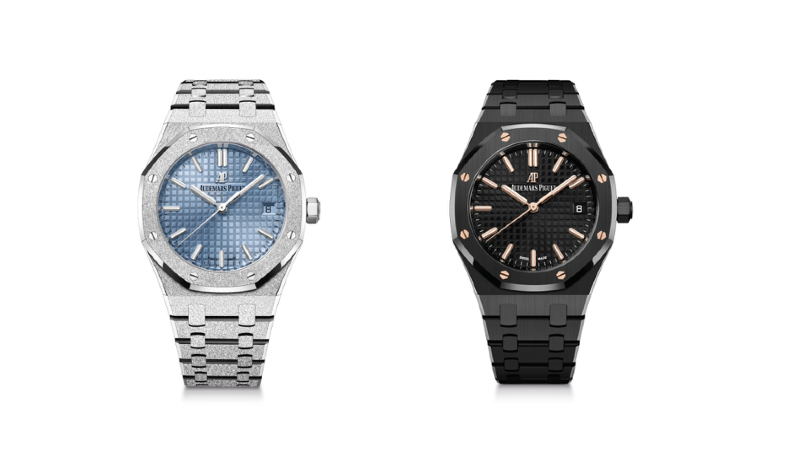 AP Royal Oak 皇家橡樹霜金&黑瓷腕錶。