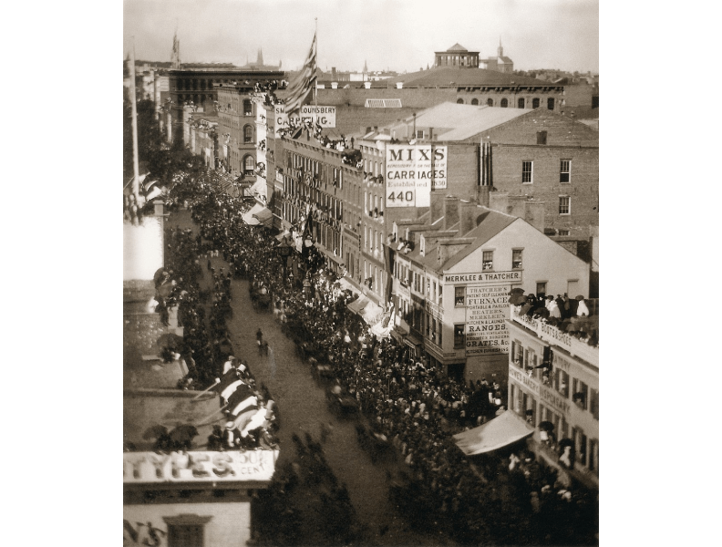 1858年9月1日在百老匯慶祝遊行。取自William England, Public domain, via Wikimedia Commons