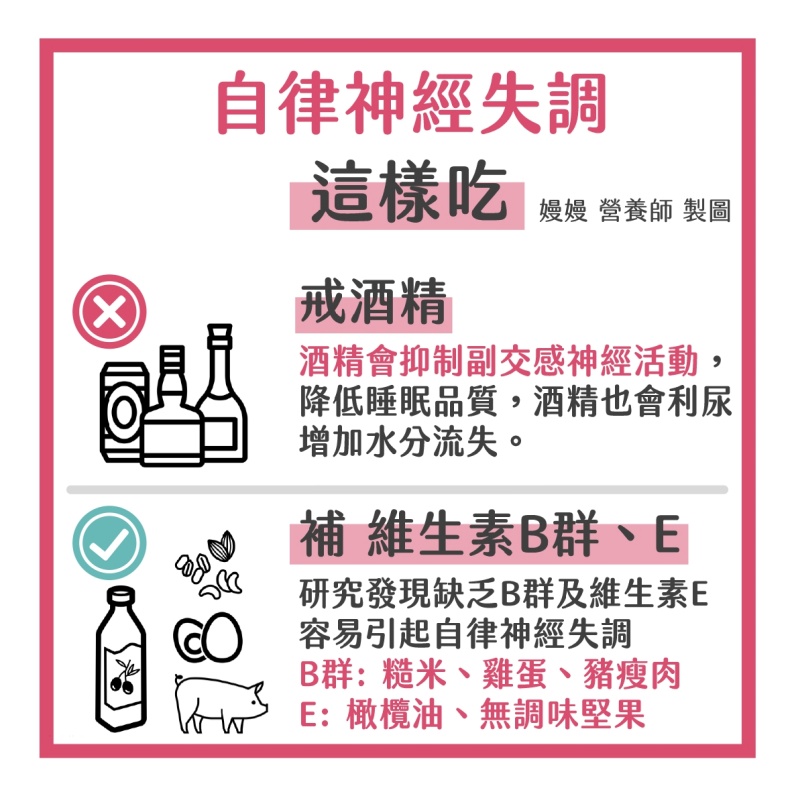 自律神經失調這樣吃。嫚嫚營養師提供。
