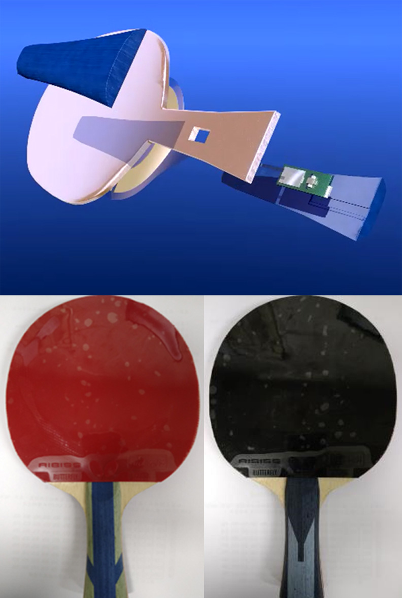 吳昇光團隊中的虎尾科大許永和教授，開發出智能球拍，加速度、壓力感測器，球拍總體重量大約210公克，僅略重於一般球拍，且外觀與一般球拍無異。吳昇光教授研究團隊提供