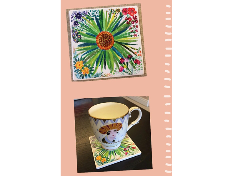 杯墊「美麗的大地」,蘊含了她的生命觀。