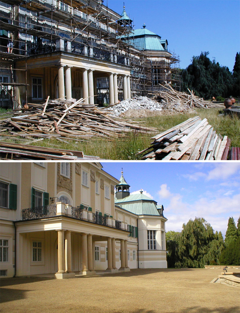 郭董古堡修建前後對比照。馮曼琳提供