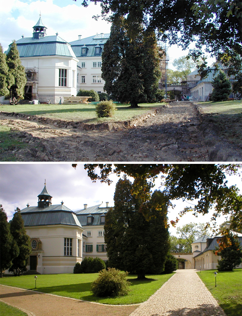 郭董古堡修建前後對比照。馮曼琳提供