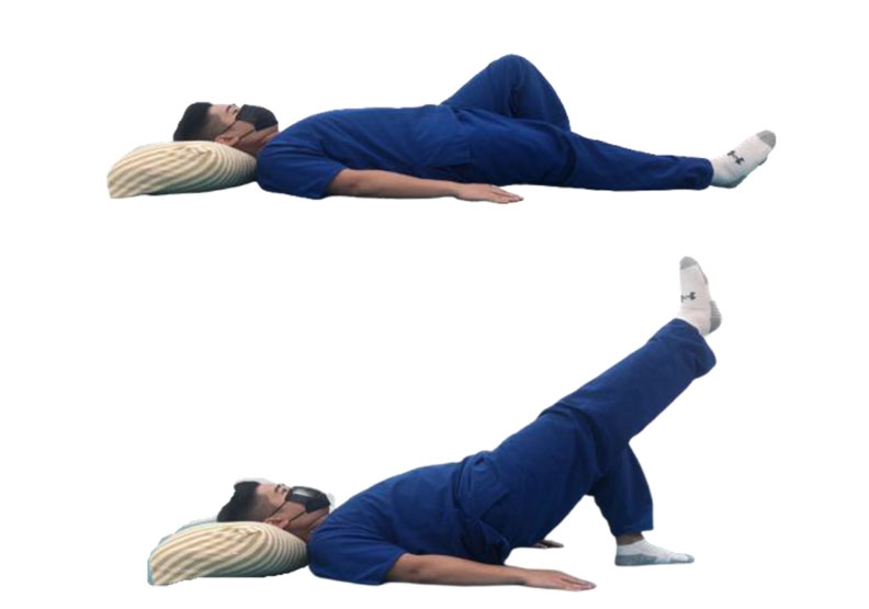 平躺單腳拱橋運動。台灣運動醫學學會提供