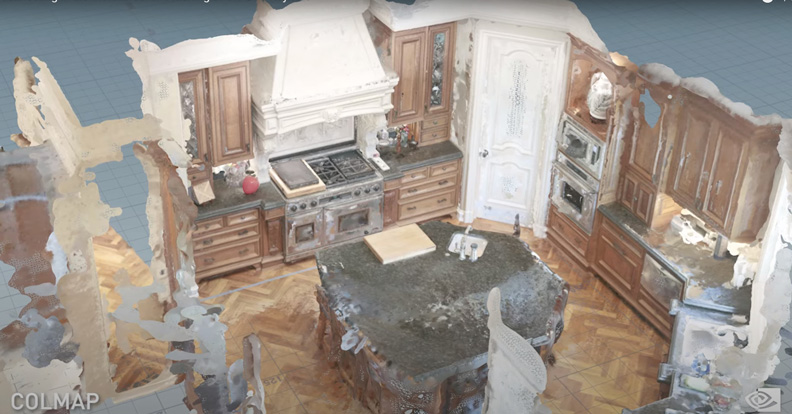 廚房的虛擬3D模型。取自NVIDIA官方影片