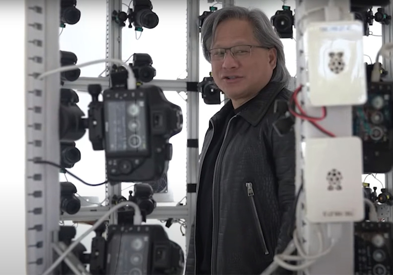 近距離拍攝「真人黃仁勳」的表情、動作細節。取自NVIDIA官方影片