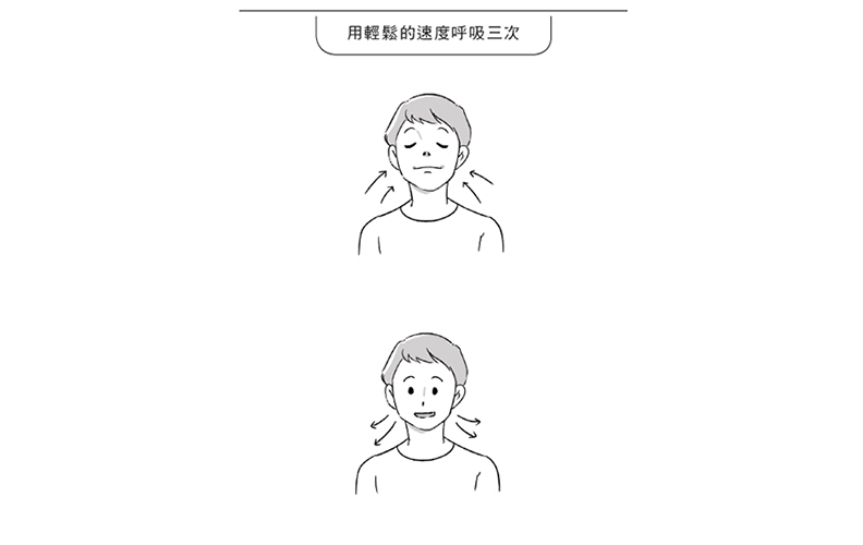 用輕鬆的速度呼吸三次。取自本書。