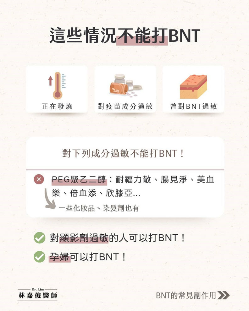 這些情況不能打BNT。林嘉俊醫師提供