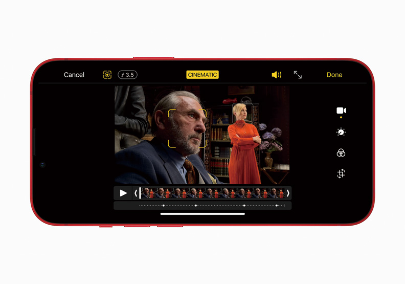 iPhone 13與13 Pro系列搭載「電影效果模式」攝影效果。Apple提供