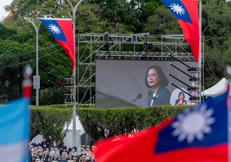圖／總統蔡英文於國慶典禮上發表演說。總統府提供
