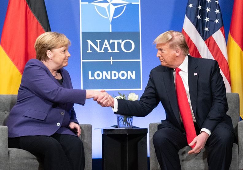 梅可爾、川普於北約70週年會面。Flickr by Trump White House Archived