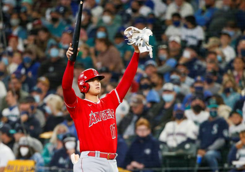 大谷翔平再戰美國職棒大聯盟，留下許多怪物級的「二刀流」紀錄。達志影像