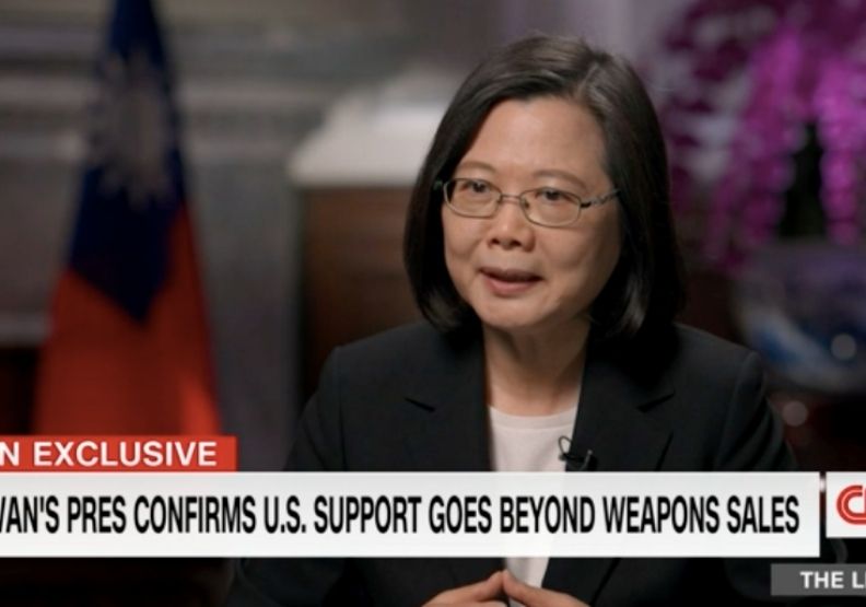 圖／蔡英文總統接受CNN專訪，指中國威脅日益增加，並首度證實美國在台協助國軍訓練。取自CNN畫面。
