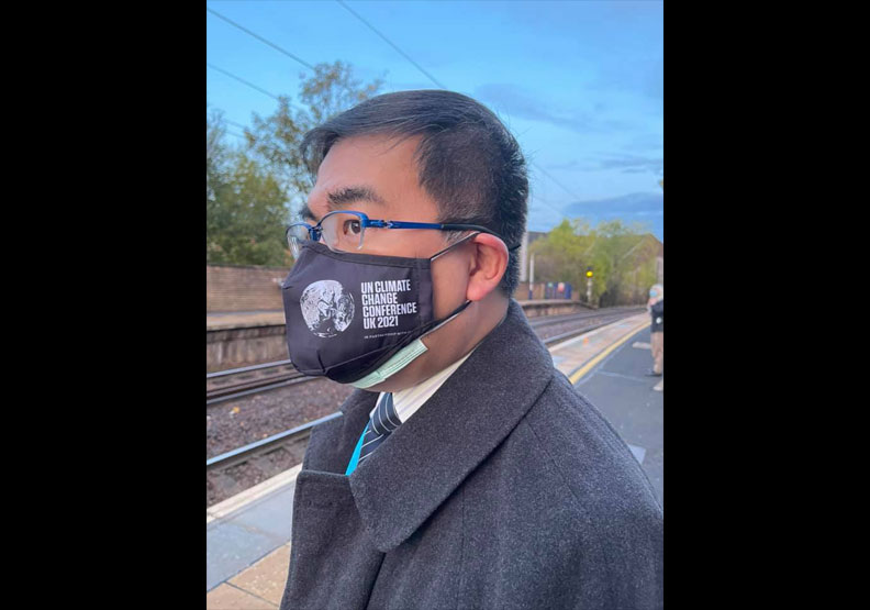 親臨COP26現場的台灣氣候聯盟祕書長彭啟明。取自彭啟明臉書