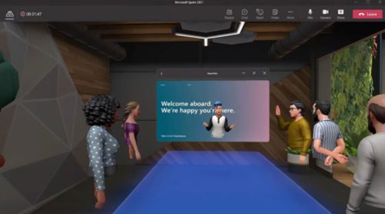 微軟執行長Satya Nadella在微軟Ignite 2021大會介紹Mesh for Teams。擷取自微軟Ignite 2021大會