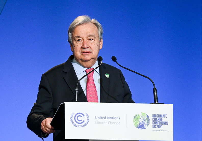 聯合國秘書長古特雷斯（António Guterres）。COP26提供