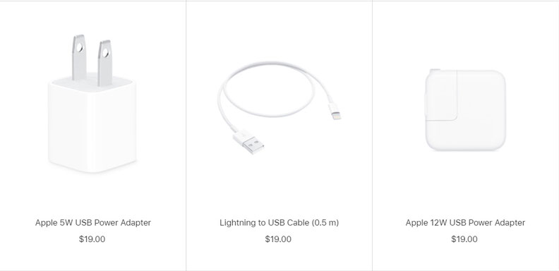 蘋果配件售價常定為19美元，台灣官網則是590元。取自蘋果官網