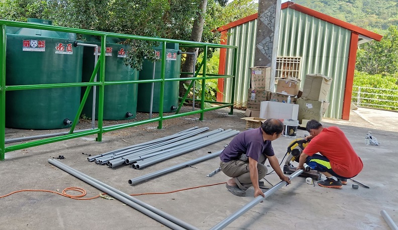 花蓮縣壽豐鄉水璉活動中心雨水貯集系統施工過程。