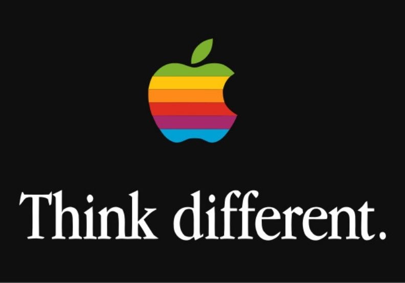 蘋果公司在1997年所推出「Think different」,廣告中致敬愛因斯坦、甘地、畢卡索、愛迪生等名人。取自wikipedia。