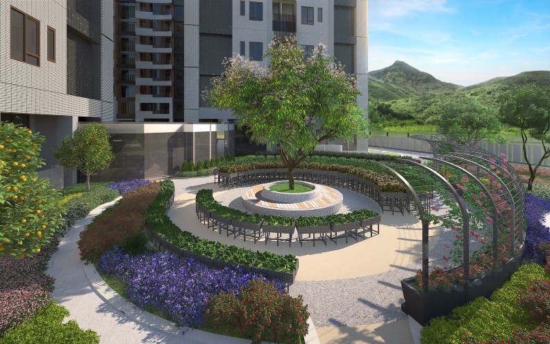 戶外規劃開心農場、溫室、三環三線散步道，讓長輩自然而然多活動。