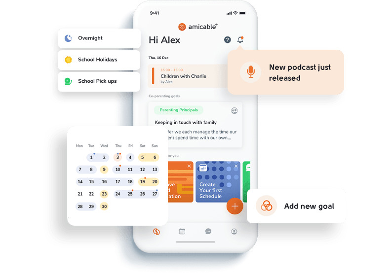 Amicable推出的「共同照顧兒女」App。取自創新拿鐵。圖片來源：Amicable官網