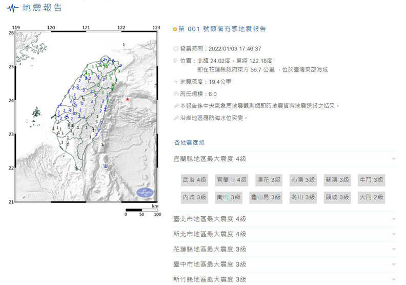 擷取自交通部中央氣象局