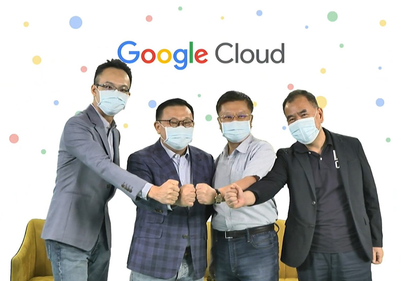 左起依序為Google Cloud客戶解決方案經理林書平、Google Cloud 台灣總經理謝良承、樺漢科技董事長朱復銓、樺漢科技總經理蔡能吉。Google提供