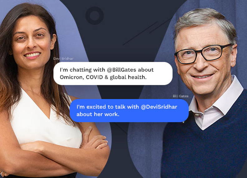 比爾蓋茲與公衛教授針對Omicron進行對談。取自twitter