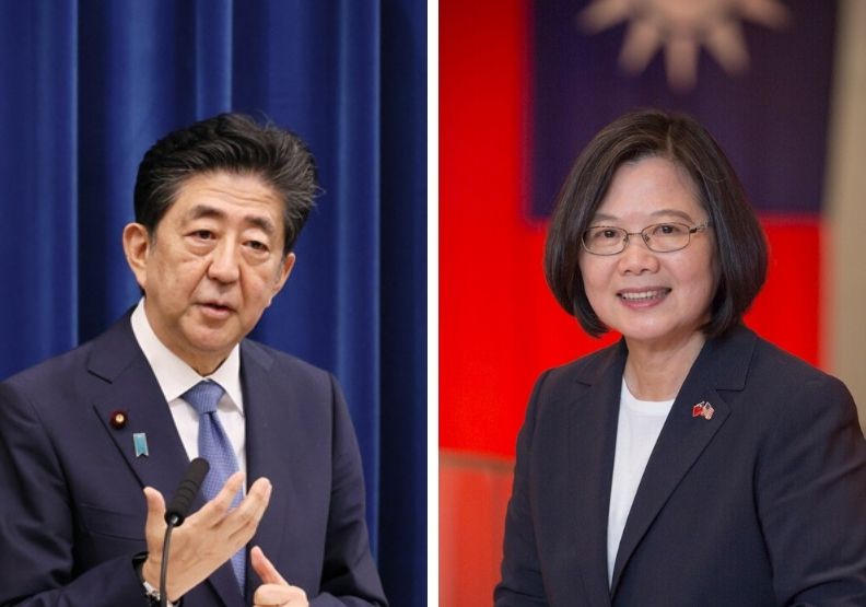 圖／前日本首相安倍晉三、總統蔡英文。取自安倍晉三twitter、總統府提供