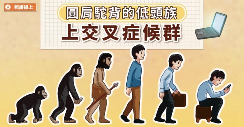 圓肩駝背的低頭族–上交叉症候群。照護線上提供