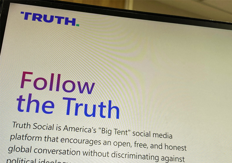 美國前總統川普成立新社群平台「Truth Social」。陳心慈攝