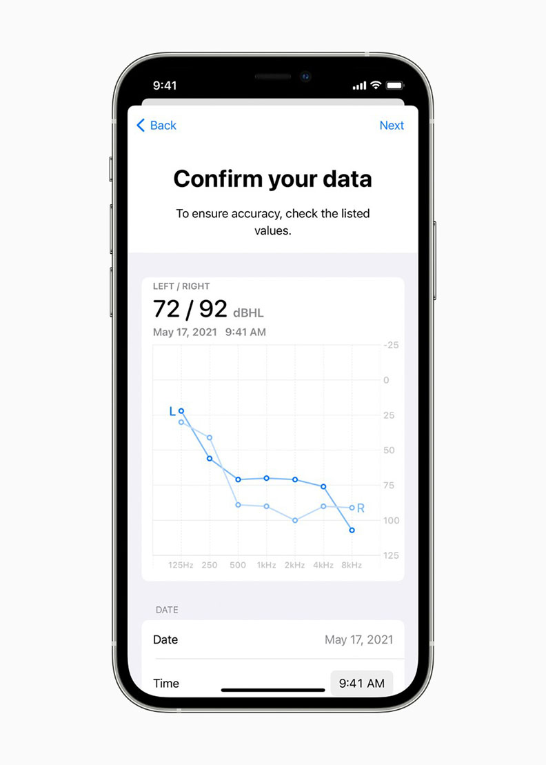 iPhone中的聽力圖。圖片提供/Apple