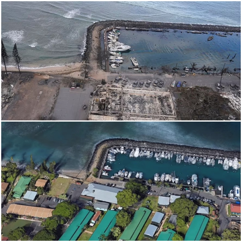夏威夷大火幾乎把整個地貌都改變了。Patrick Fallon攝、Google Map