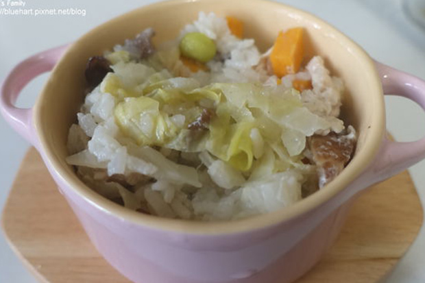 簡易電鍋料理：地瓜蔬菜炊飯
