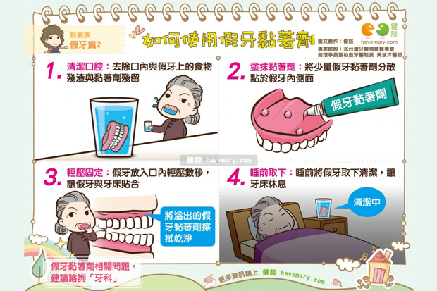如何使用假牙黏著劑？