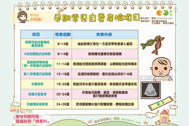 孕期常見自費產檢項目