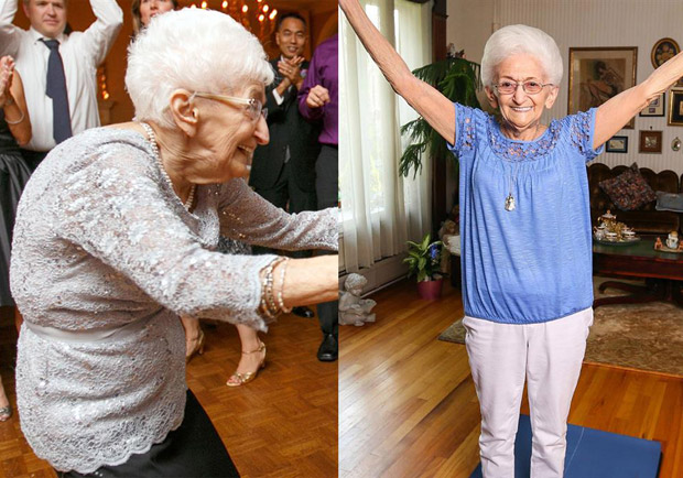 美國 86 歲奶奶患有脊椎側彎，透過瑜伽將身體矯正完好